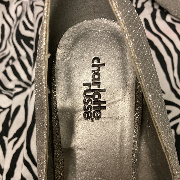 Silver Glitter Platform High Heels Size 8 - Picture 6 of 11